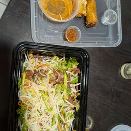 Bun with grilled pork and egg rolls Bun with grilled pork and egg rolls