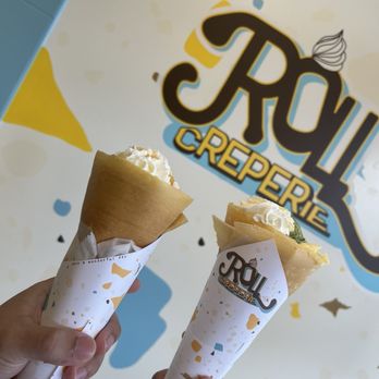 Roll Creperie - Custard caramel sundae with a scoop of ice cream flavor of your choosing. - Creperies Near Me - Mililani, Hawaii Roll Creperie - Custard caramel sundae with a scoop of ice cream flavor of your choosing. - Creperies Near Me - Mililani, Hawaii