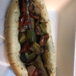 Sausage dog with pepper & onions as tasty as what you get at the ballpark.