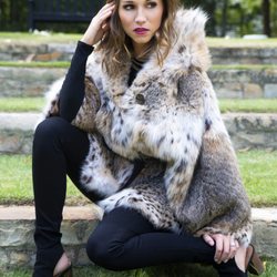 Bobcat Fur Cape with Hood