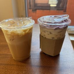 Iced Turon Latte and Coconut Cold Brew with Ube Whip Iced Turon Latte and Coconut Cold Brew with Ube Whip