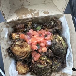 Crispy Brussels Sprouts with pico! A must have!! Delicious