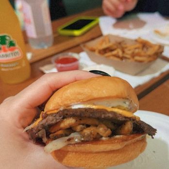 Burger She Wrote - A single burger with fries inside - Burgers Near Me - Los Angeles, California Burger She Wrote - A single burger with fries inside - Burgers Near Me - Los Angeles, California