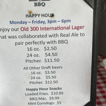 Old 300 BBQ - Beer menu with HH info - Barbeque Near Me - Blanco, Texas
