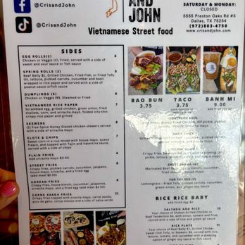 Cris and John - Front of menu - Vietnamese Near Me - Dallas, Texas Cris and John - Front of menu - Vietnamese Near Me - Dallas, Texas