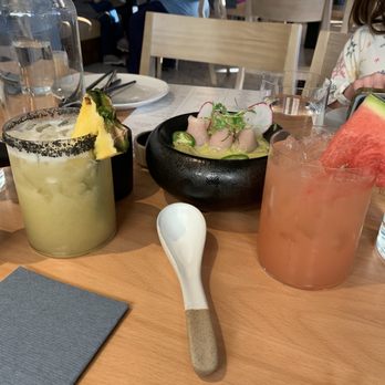 Oshen - Watermelon Margarita and pineapple cocktail with black salt rim - Sushi Bars Near Me - Charlotte, North Carolina