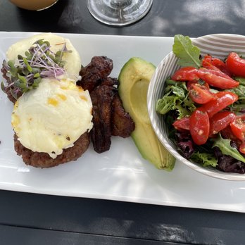 The Wheel Kitchen - Bruno's breakfast, sub salad instead of beans The beef patties were great! - Cafes Near Me - Tomball, Texas