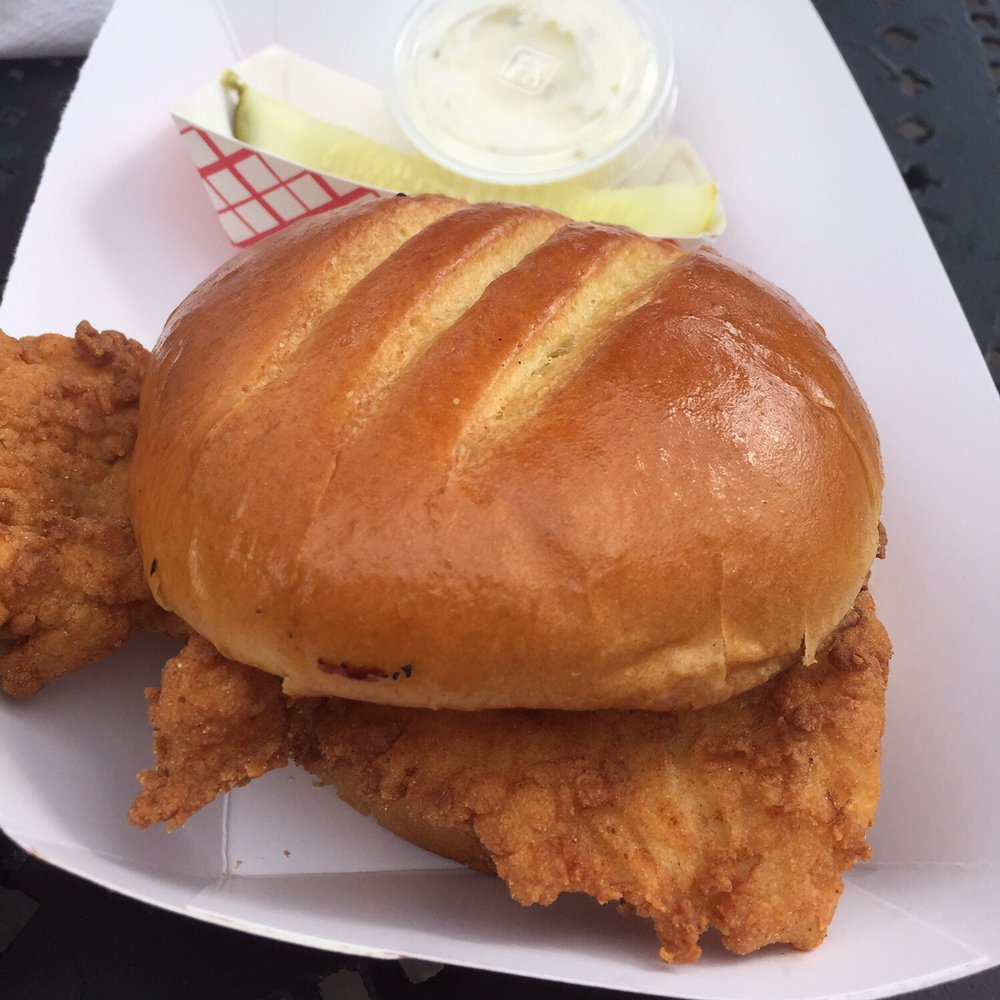 Night Shift Brewing - Off the Hook food truck 8/7/16- fried haddock sandwich - Breweries Near Me - Everett, Massachusetts