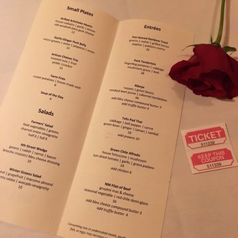 Farm & Table - Menu w/complimentary rose - Valentine's Day 2018 - New American Near Me - Albuquerque, New Mexico