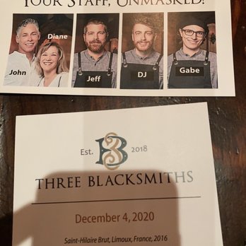 Three Blacksmiths - A handy card at each seat with pictures of the staff so you know everyone who will be bringing you the amazing food. - French Near Me - Sperryville, Virginia