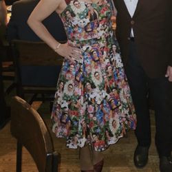 Bettie's Bombshells - Here is a Frida Kahlo print dress I bought with a beautiful off white petticoat underneath.