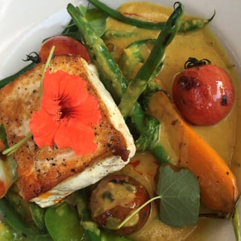 Fresh & Co - Halibut in peach curry....Great dish! - New American Near Me - Camden, Maine