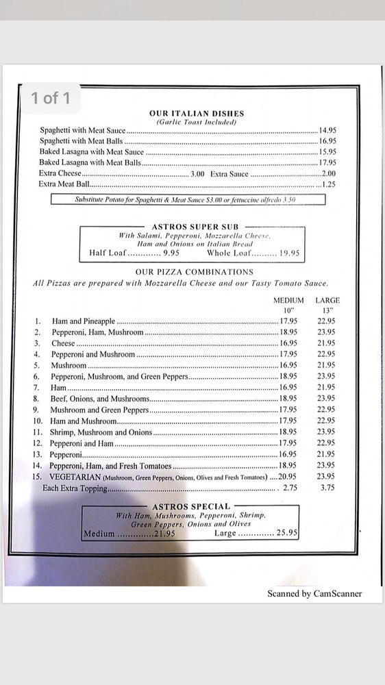 Astro Diner Menu.pdf ASTROS RESTAURANT - Updated July 2026 - 19 Reviews - 10038 167 St NW ...