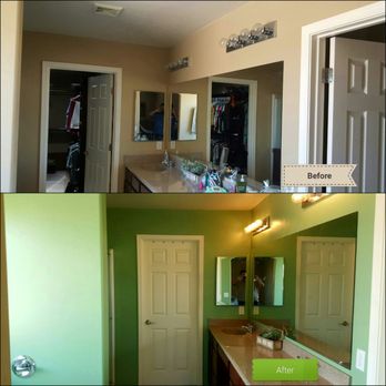 Leon's Painting Pros - Before after of a restroom - Painters Near Me Leon's Painting Pros - Before after of a restroom - Painters Near Me