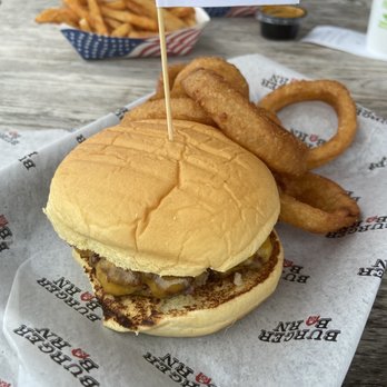 Burger Barn Grill - BYO cheeseburger with Onion Rings - Burgers Near Me - Saint Johns, Florida