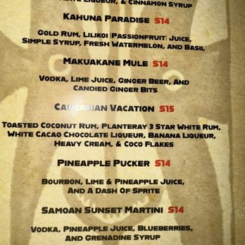 Kahuna Tiki Tu - Drink menu - Sushi Bars Near Me - Valley Village, California Kahuna Tiki Tu - Drink menu - Sushi Bars Near Me - Valley Village, California