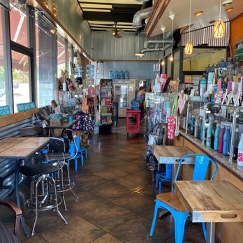 HeBrews Coffee & Water - Sitting area at the coffee/smoothies side - Coffee Roasteries Near Me - Rancho Cucamonga, California