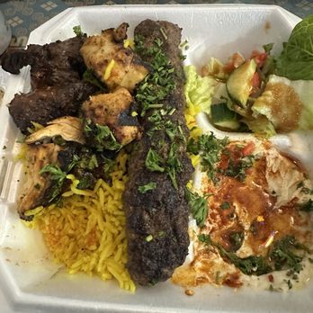 Mashawi Damascus Cuisine - Meat Combo (after a few bites) - Mediterranean Near Me - Castle Rock, Colorado