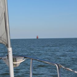 Thimble Shoal Light off the bow