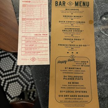 Motorkat - Bar menu - Seafood Near Me - Takoma Park, Maryland