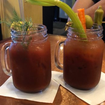 Another Broken Egg Cafe - Fennel lemon bloody (left) and Abe famous infused bloody (right) - Breakfast & Brunch Near Me - Winter Park, Florida