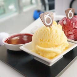 Mövenpick - Trio ice cream with toppings and crepe with ice cream! The Hazelnut flavour tastes really good.