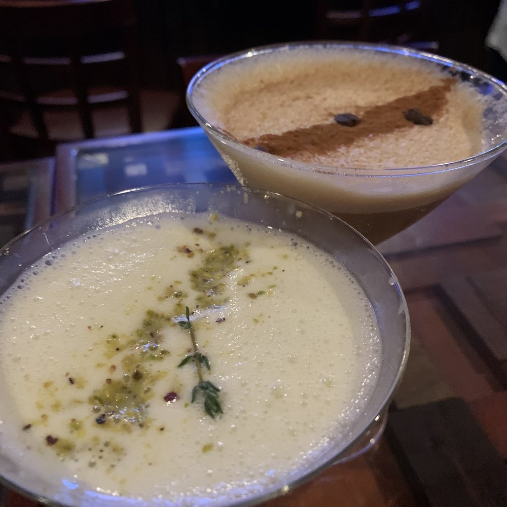 Pistachio martini (front) and espresso martini (back) - this is after a few sips, they always come filled to the rim!
