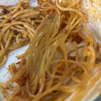 Jollibee - Uncooked noodle mixed in the bottom of the Jolly Spaghetti - Fast Food Near Me - Irvine, California Jollibee - Uncooked noodle mixed in the bottom of the Jolly Spaghetti - Fast Food Near Me - Irvine, California