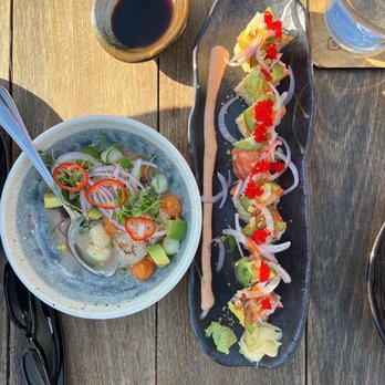 Kaiyo Rooftop - Ceviche and their signature roll. - Peruvian Near Me - San Francisco, California