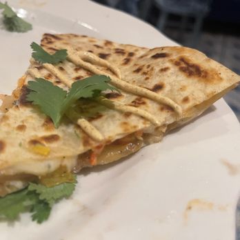 Luff's Fish House - Lobster  quesadilla slice. Good amount of well cooked lobster - Seafood Near Me - Boca Raton, Florida