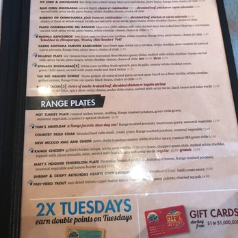 The Range Café - Menu page 2 - Mexican Near Me - Bernalillo, New Mexico
