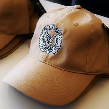 Lombard Design - Custom Embroidered hats. Pictured here is an Air Force TACP crest. - Signmaking Near Me - Oak Grove, Kentucky Lombard Design - Custom Embroidered hats. Pictured here is an Air Force TACP crest. - Signmaking Near Me - Oak Grove, Kentucky