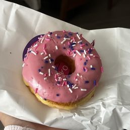 Pink sprinkle donut