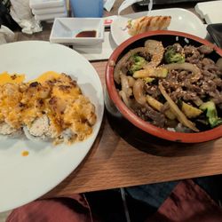 Hara Sushi - BAKED SCALLOPS SUSHI AND BEEF BROCCOLI BOWL