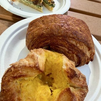 Rolling Out Cafe - Mango & Sticky Rice Kouign-Amann and an Apple Lychee Croissant - Bakeries Near Me - San Diego, California
