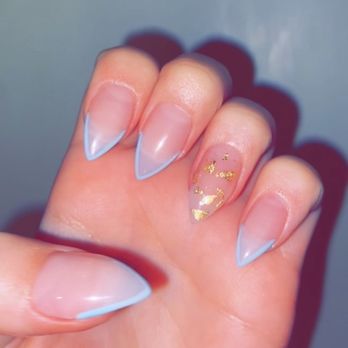 Fancy Nails - Gold foil blue tip set - Nail Salons Near Me - Biloxi, Mississippi