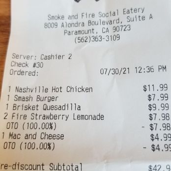 Smoke & Fire Social Eatery - We got comped the soda and mac. Mark told us to check in to receive the soda, and he gave the mac because it's our first time. - Comfort Food Near Me - Paramount, California Smoke & Fire Social Eatery - We got comped the soda and mac. Mark told us to check in to receive the soda, and he gave the mac because it's our first time. - Comfort Food Near Me - Paramount, California