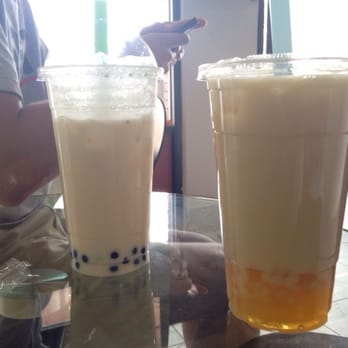 Meow Tea - Jasmine GT Creama w/ boba (left) and Passion Fruit Peach Fresh MT w/ mango stars (right) - Asian Fusion Near Me - San Jose, California Meow Tea - Jasmine GT Creama w/ boba (left) and Passion Fruit Peach Fresh MT w/ mango stars (right) - Asian Fusion Near Me - San Jose, California