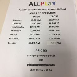 AllPlay Family Entertainment Center - Hours and prices