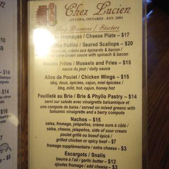 Chez Lucien - Menu February 2024. - Bars Near Me - Ottawa, Ontario