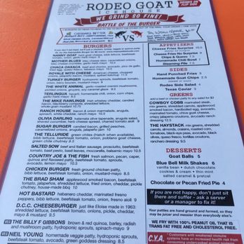 Rodeo Goat - Menu - Burgers Near Me - Dallas, Texas