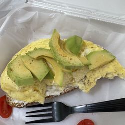 El Aleph Coffee Haus - Cream cheese, avocado toast. Barely any cream cheese honestly, and the avocado is hard as rock and unable to eat.