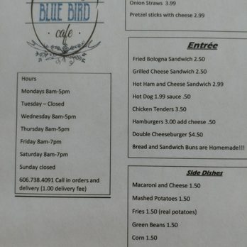 Kentucky Bluebird Cafe - the menu - American Near Me - West Liberty, Kentucky Kentucky Bluebird Cafe - the menu - American Near Me - West Liberty, Kentucky