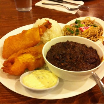 Tanaka Saimin - Mix plate w/ shrimp tempura, chili, rice and fried saimin - Japanese Near Me - Honolulu, Hawaii Tanaka Saimin - Mix plate w/ shrimp tempura, chili, rice and fried saimin - Japanese Near Me - Honolulu, Hawaii