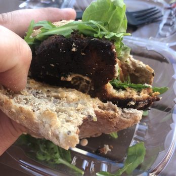Carrot Express - That black thing right there is supposed to be the salmon patty. - Salad Near Me - Coral Gables, Florida Carrot Express - That black thing right there is supposed to be the salmon patty. - Salad Near Me - Coral Gables, Florida