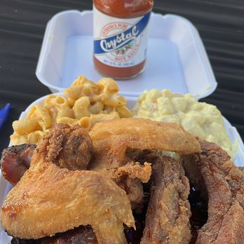 Tha Situation Catering  - 3Meat Combo BBQ Ribs, Deep Fried Ribs & Fried Chicken With Smac'n Cheese & Potato Salad - Caterers Near Me