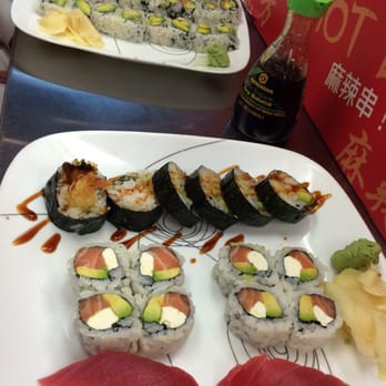 Avana Sushi - Top to bottom: avocado rolls, avocado & tofu skin roll, shrimp tempura roll, salmon/(cream)cheese/avocado rolls, tuna sushi. - Japanese Near Me - Boston, Massachusetts Avana Sushi - Top to bottom: avocado rolls, avocado & tofu skin roll, shrimp tempura roll, salmon/(cream)cheese/avocado rolls, tuna sushi. - Japanese Near Me - Boston, Massachusetts