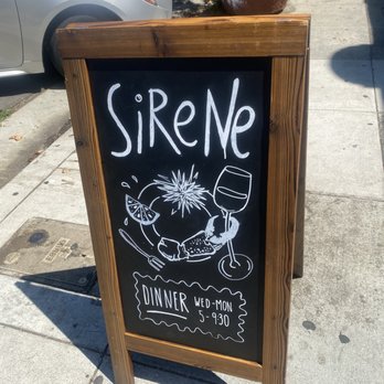 Sirene - Standing board outside. - Seafood Near Me - Oakland, California Sirene - Standing board outside. - Seafood Near Me - Oakland, California
