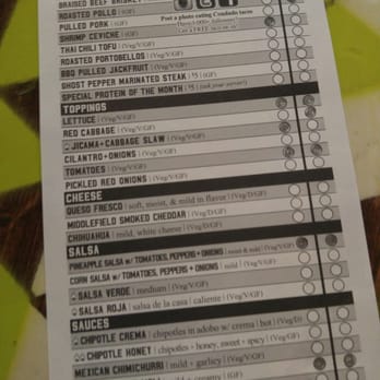 Condado Tacos - Ordering scantron - Tex-Mex Near Me - Columbus, Ohio