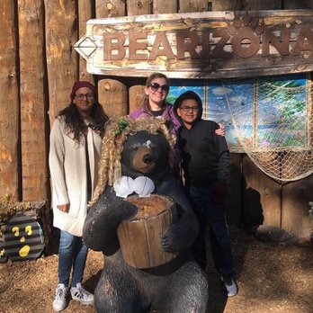 Bearizona - Entrance to walk around area .. Bear is dressed for Halloween I believe - Zoos Near Me - Williams, Arizona